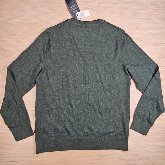 Nautica Navtech Sweater Mens M Green Pullover Crewneck Ribbed Cotton Blend NEW - Picture 9 of 12